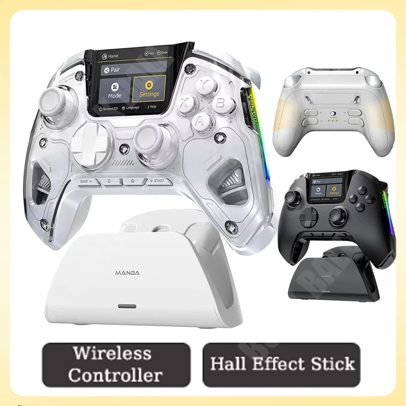Mamba One V2 Gamepad Wireless Gaming Controller 2 inch Screen Hall Effect Stick Rgb With Charging Dock For Switch/Pc/Ios/Android